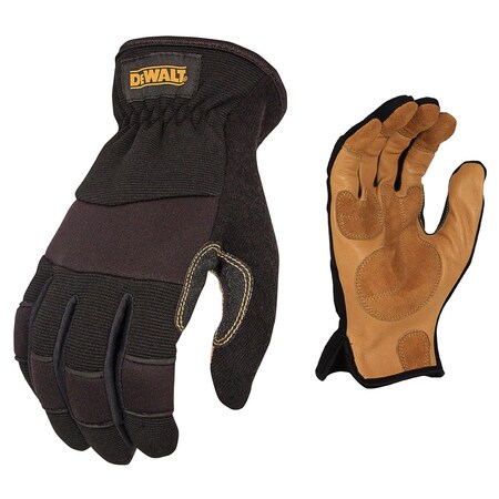 Dewalt Hybrid Performance Glove with Leather Palm, Slip On, Black, M DPG212M
